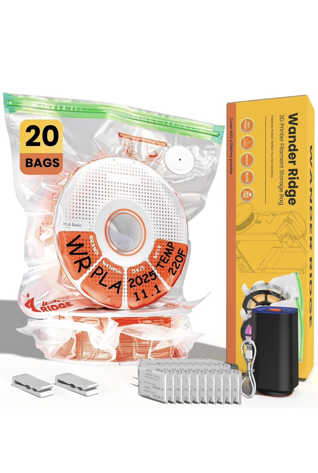20pcs 3d printer filament storage bags 3d filament accessories