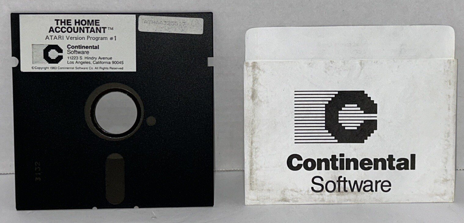 The Home Accountant By Atari 5.25" Floppy Disk Version 1 Continental 1983 Rare