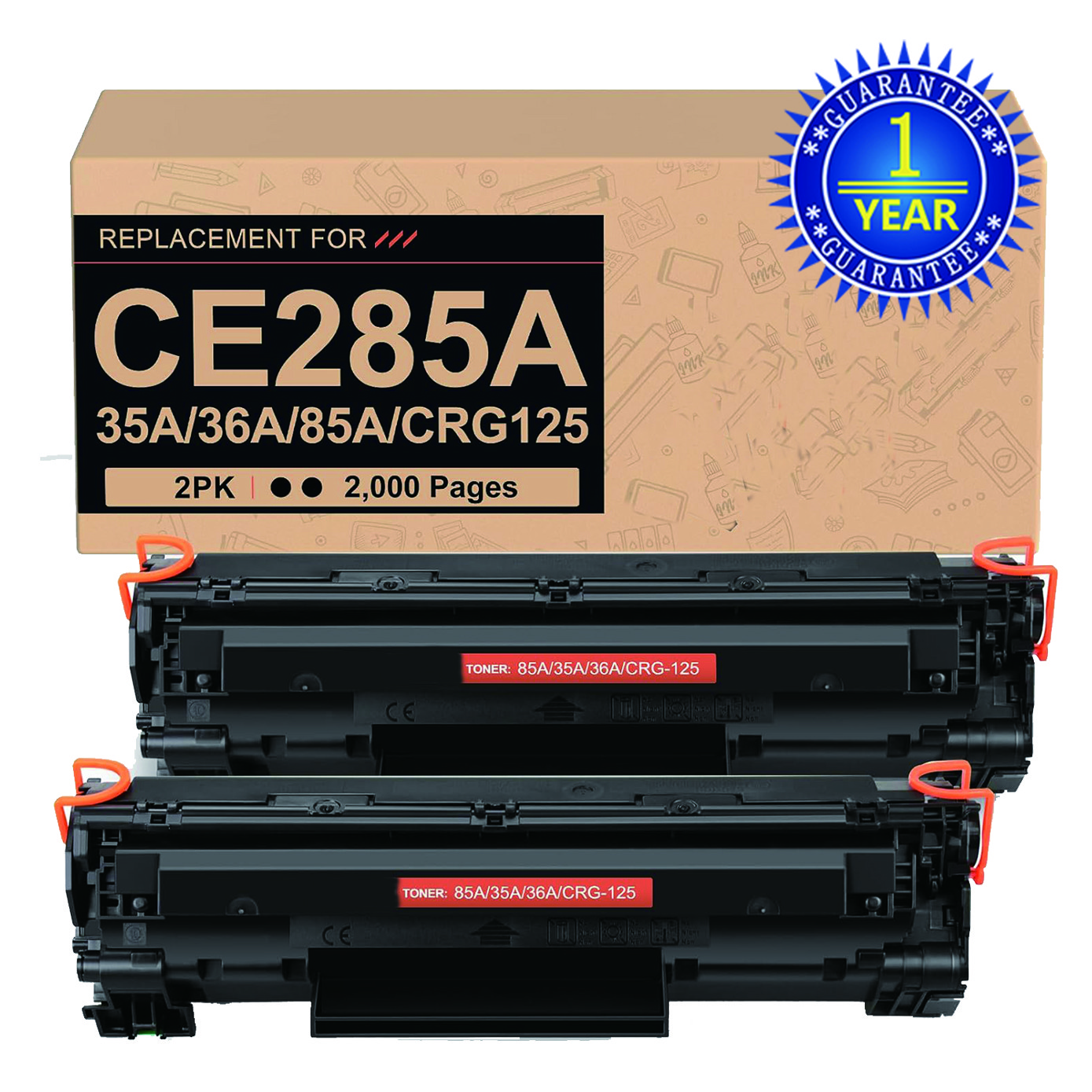 2PK CE285A Toner Cartridge Compatible For HP  85A LaserJet P1102w M1132 M1217nfw