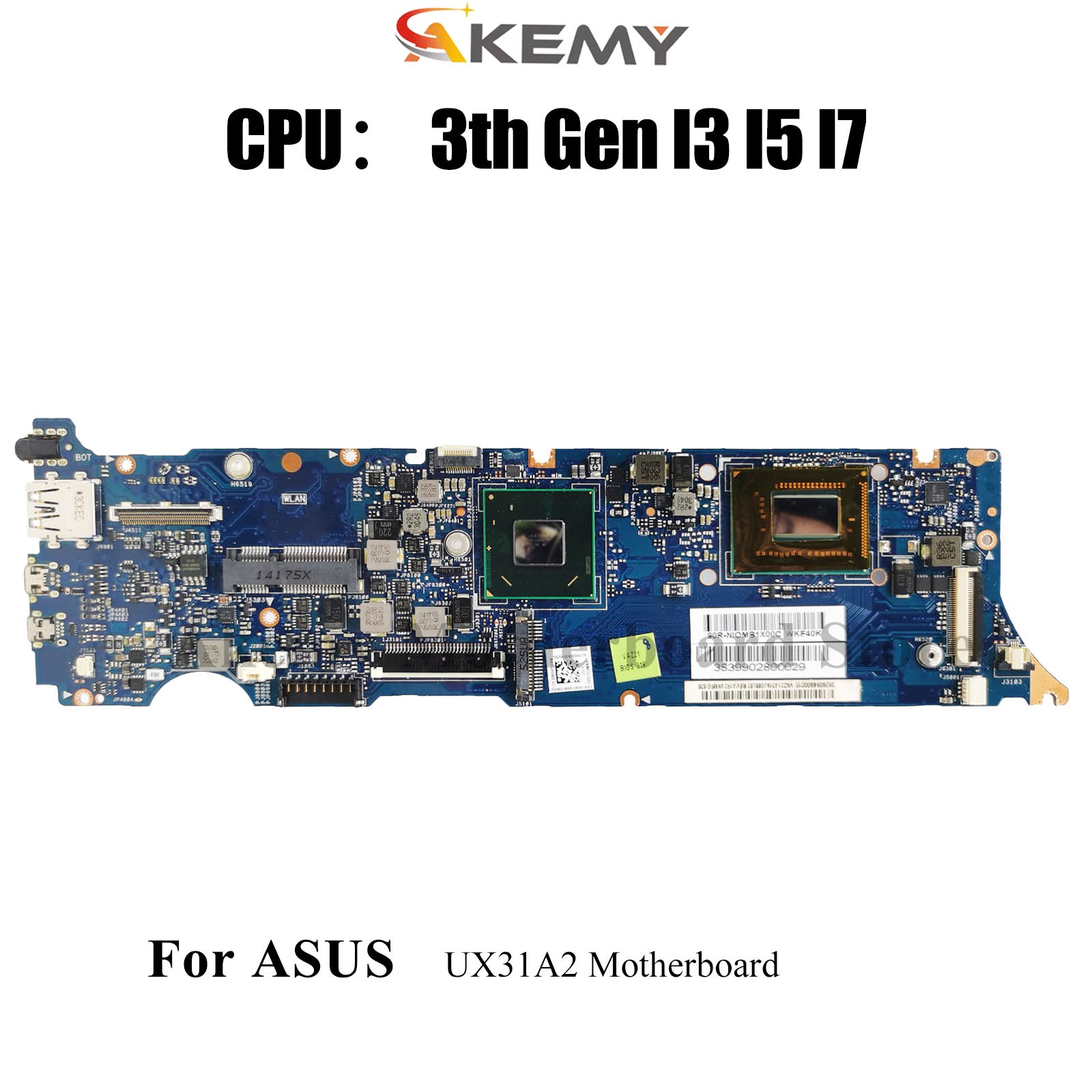 UX31A2 Laptop Motherboard For ASUS ZenBook UX31A Mainboard W/ I3 I5 I7 CPU