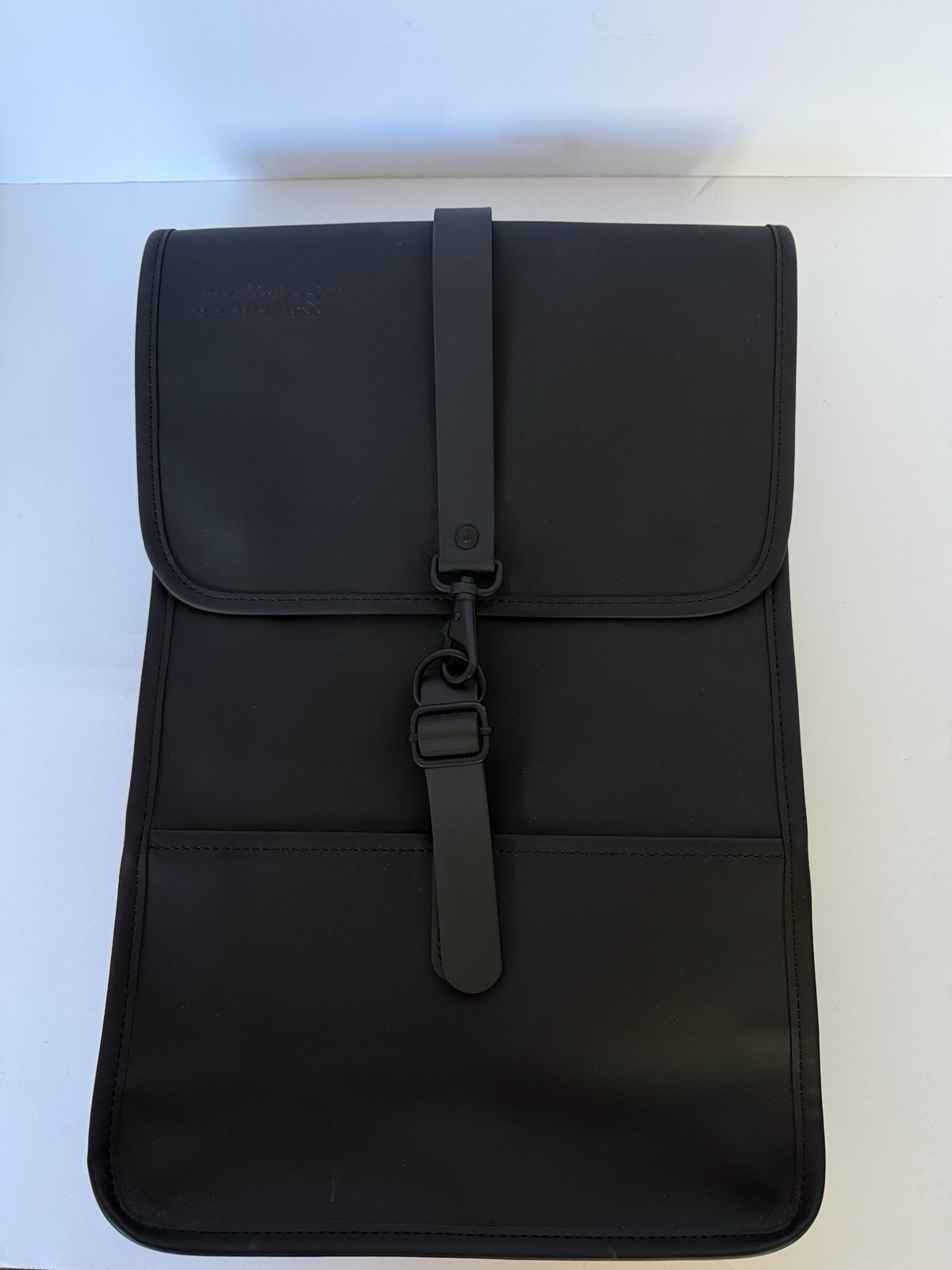 RAINS - Rucksack Backpack - Black - Water Resistant Embossed With Company Logo