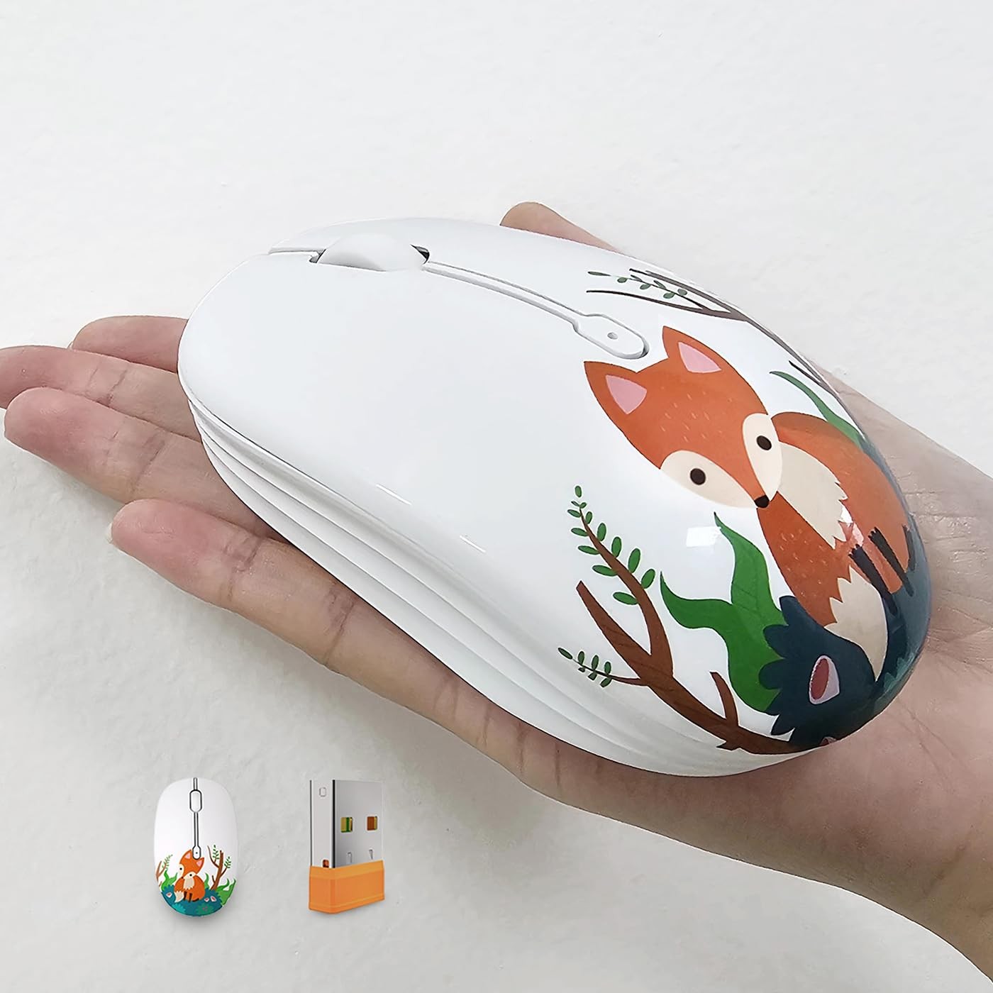 Cute Fox Cartoon Silent Wireless Bluetooth & USB 2.4G Computer Mouse