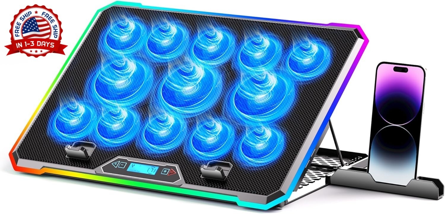 Enfriador de computadora portátil para juegos con 13 fans ultra silenciosas NEW