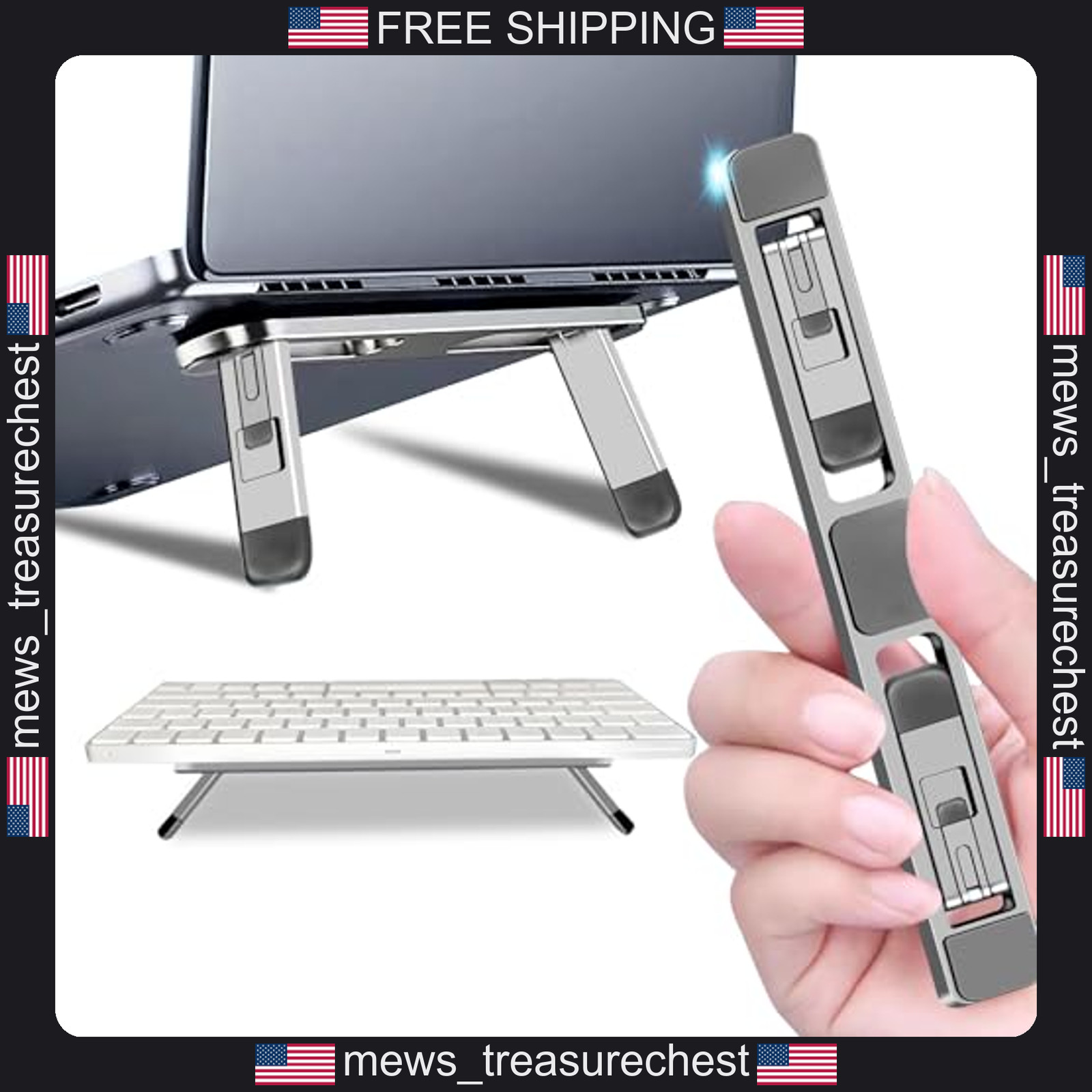 Adjustable Aluminum Laptop Stand for 10-17 Inch Computers with Heat Dissipation