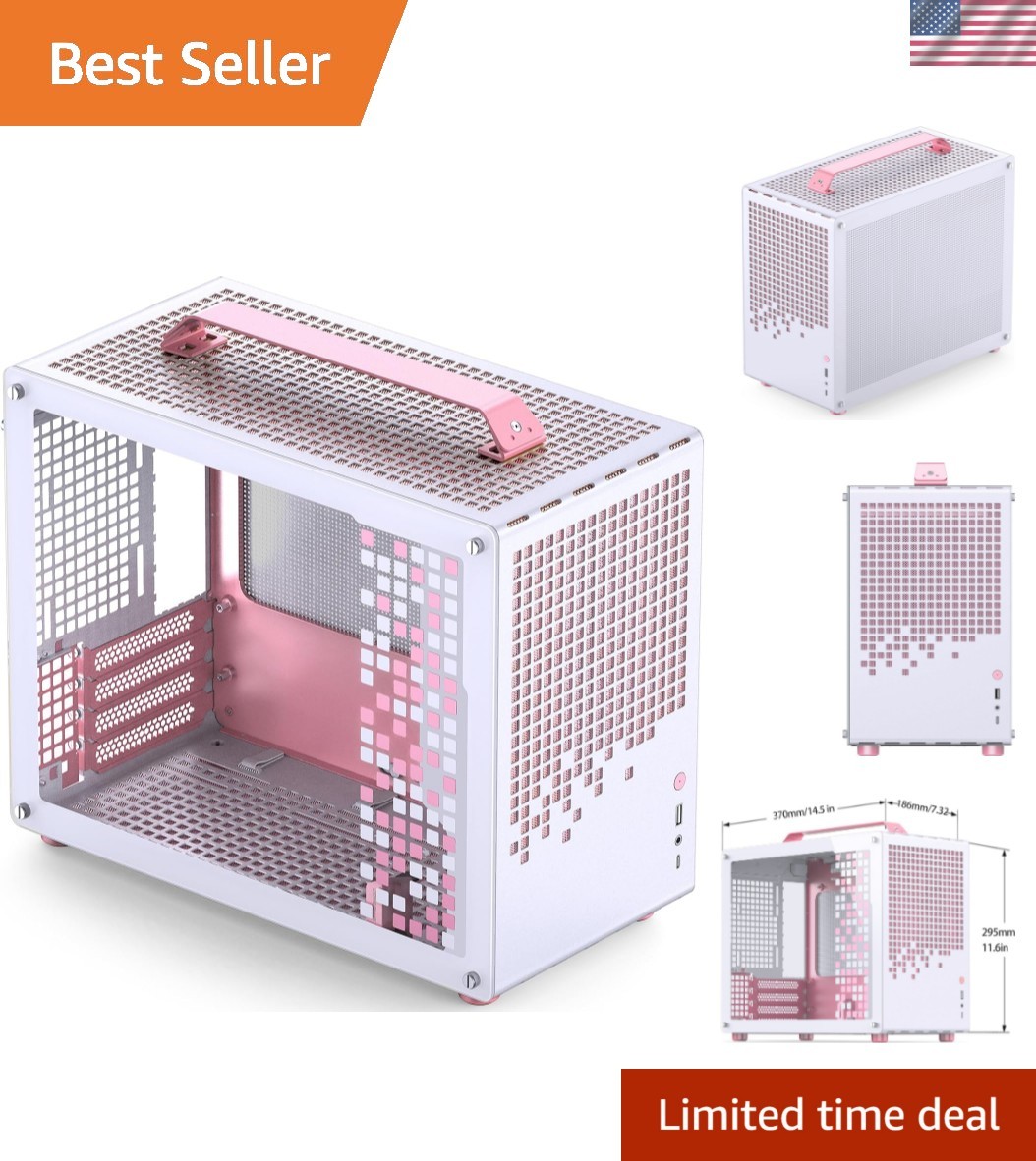 JONSPLUS Z20 Pink/White Micro-ATX Mini Tower Pc Case,with Detachable Carrying...
