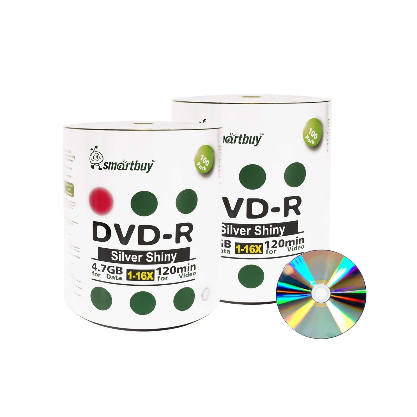 Smart Buy 200 Pack DVD-r 4.7gb 16x Shiny Silver Blank Data Video Movie Record...