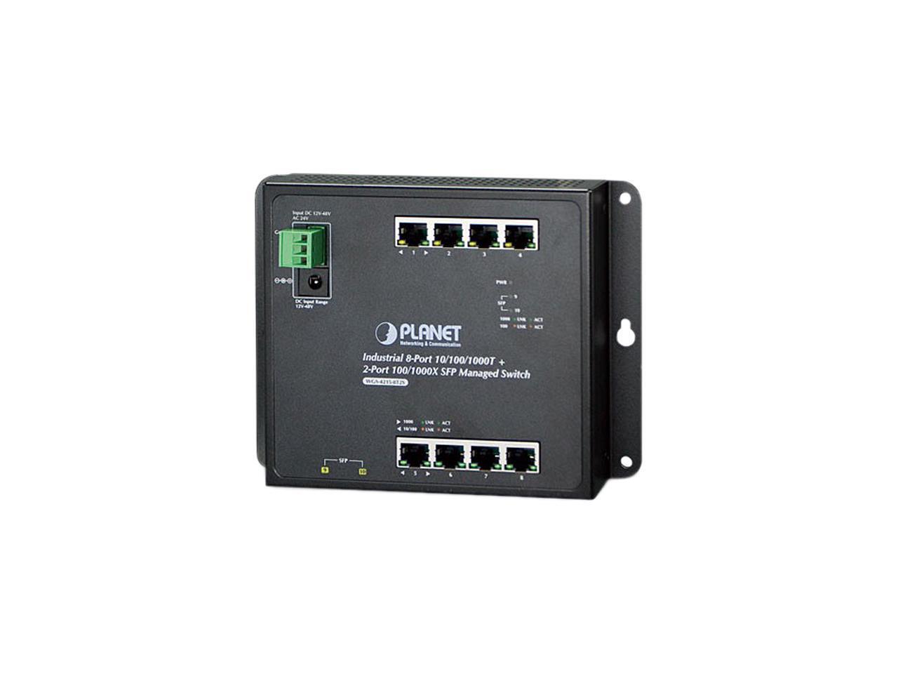 Planet WGS-4215-8T2S Industrial 8-Port 10/100/1000T + 2-Port 100/1000X SFP Wall-