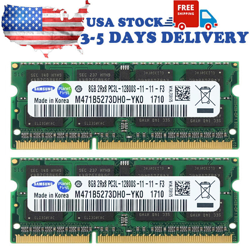 SAMSUNG 16GB 2x8GB DDR3L 1600MHz PC3L-12800S SO-DIMM Laptop Memory 1.35V 204Pins