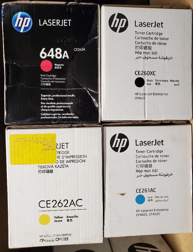 Set 4 Genuine Sealed HP CE260XC CE261AC CE262AC CE263A 649X 648A White Boxes