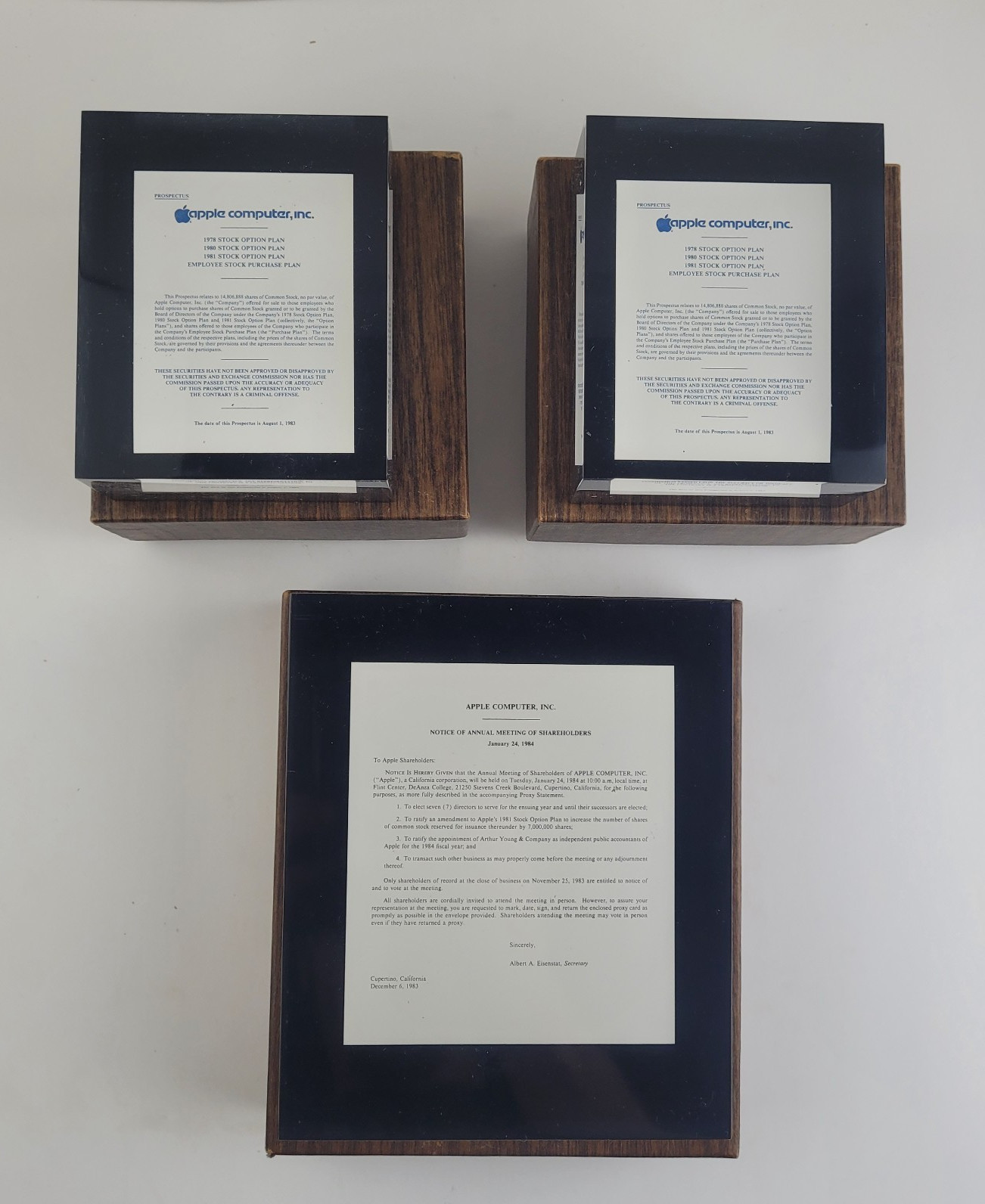 RARE Original Apple Inc. 1983 Inc. Stock prospectus IPO + Notice Of Shareholders
