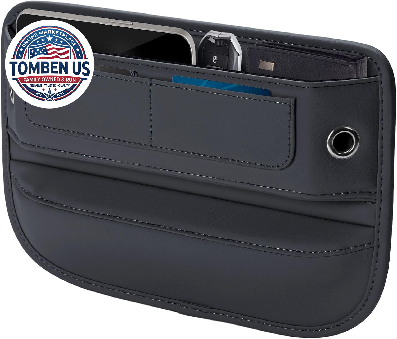 Universal Fit Premium Leather Car Seat Gap Filler Organizer, Center Console Orga