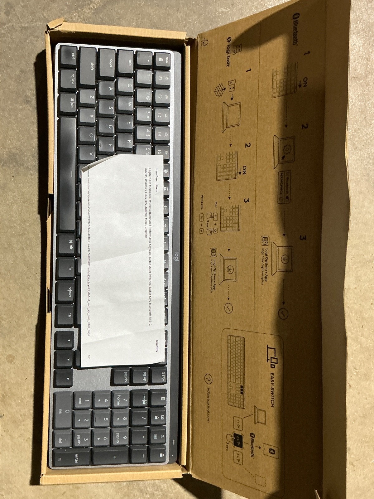 Logitech MX Mechanical Wireless Keyboard Graphite Tactile Switches *NEW OPEN BOX