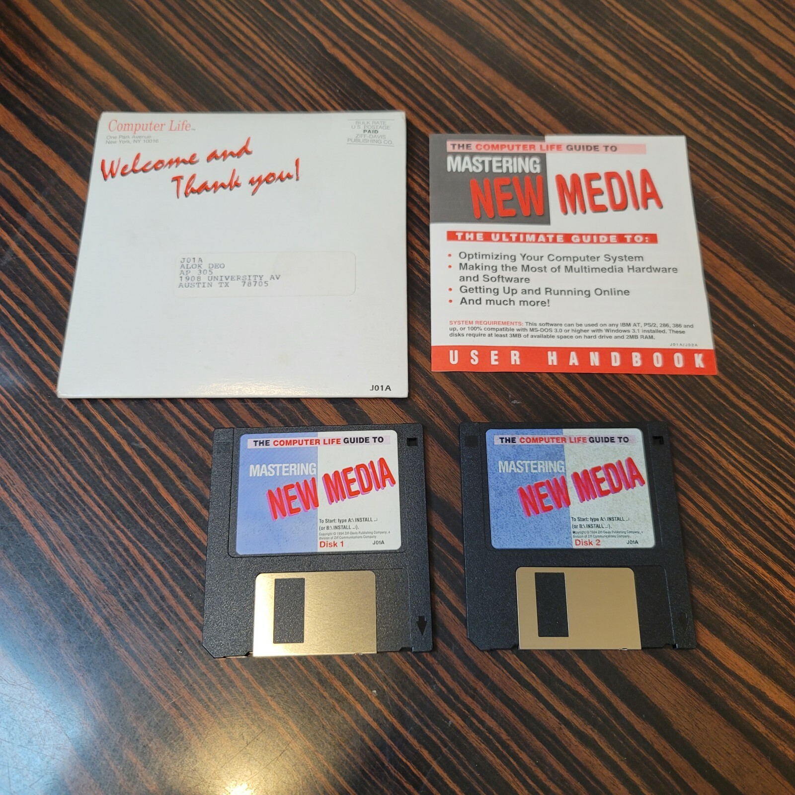 Computer Life Mastering New Media 2 Floppy Disk Set 3.5" 1994 Ziff-Davis CIB VTG