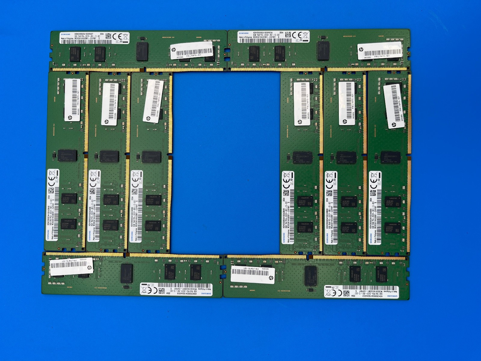 Lot of 10 - 8GB 1Rx8 DDR-4 2933Y MHz ECC Reg Samsung M393A1K43DB1-CVFBY Tested