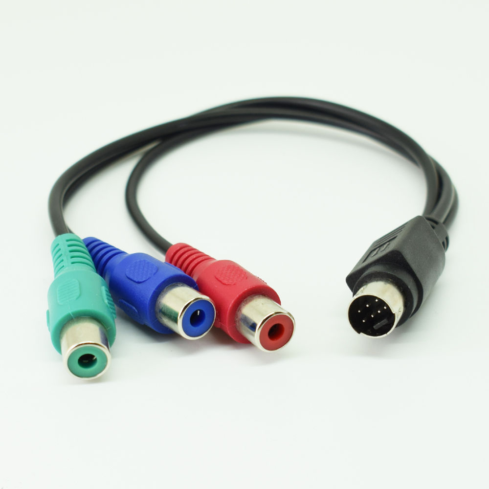 4pcs Mini 7pin Din PS2 Male S-Video To 3 RCA Female Red/Blue/Green HDTV Cable