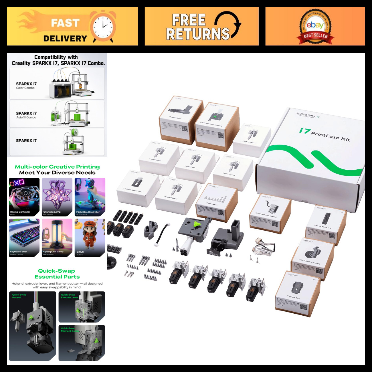 3D Printer Maintenance & Replacement Parts Kit - Hotends, Extruder Gear, Tools