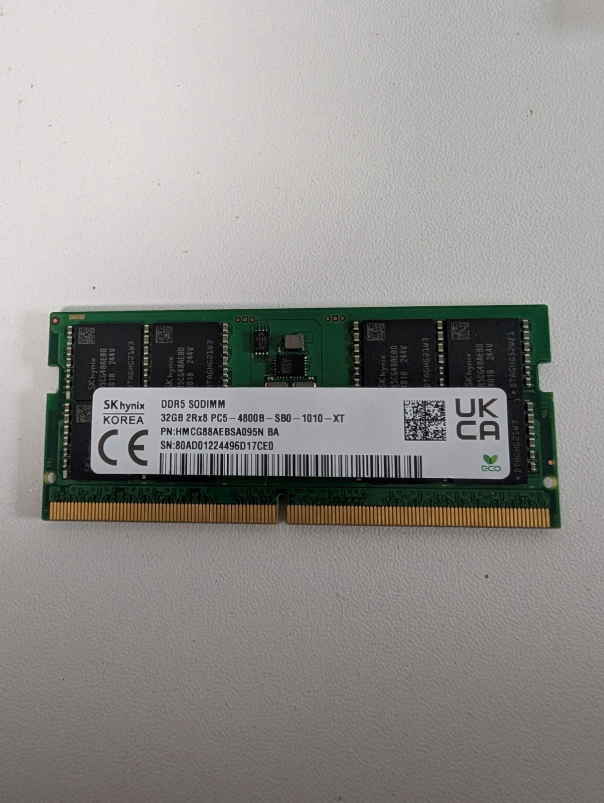 SK Hynix 32GB 1x32GB DDR5 4800 CL40 2Rx8 SODIMM Laptop Memory