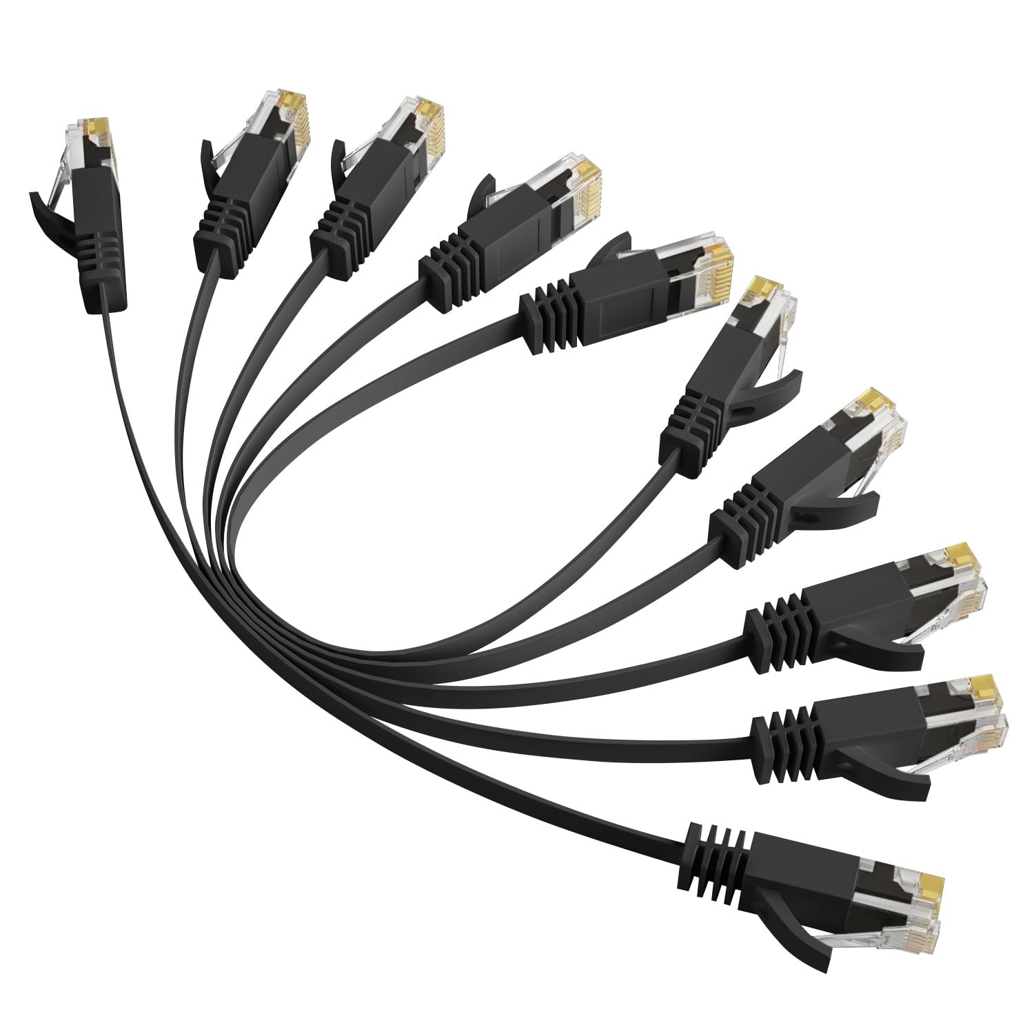 Elecan Cat 6 Flat Ethernet Cable 1 Ft/5 Pack, High Speed Slim Short Patch Cables