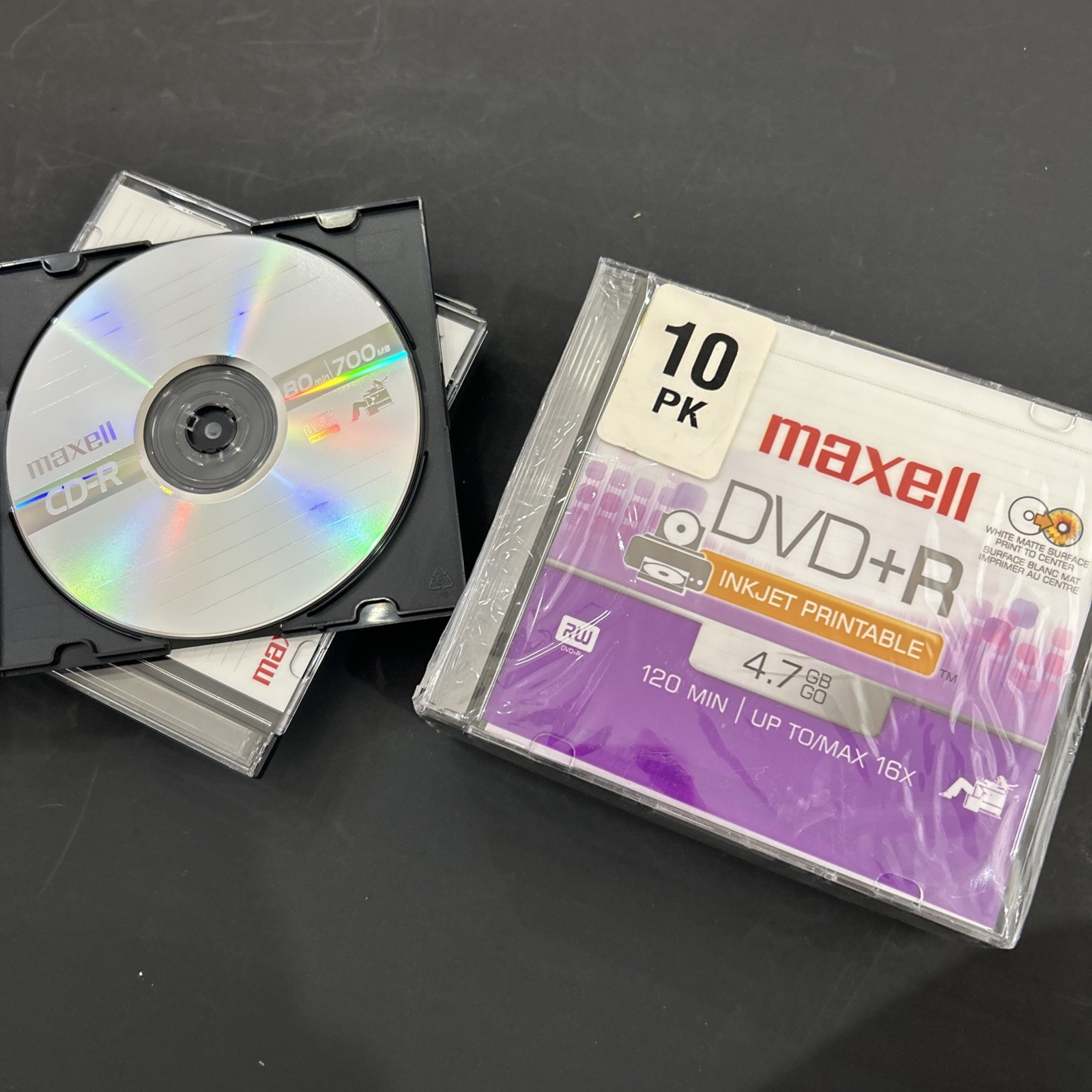 Maxell DVD+R • 4.7 GB 120 min Discs •  5pk • 5pk  Maxwell CD-R 80min 700 MB