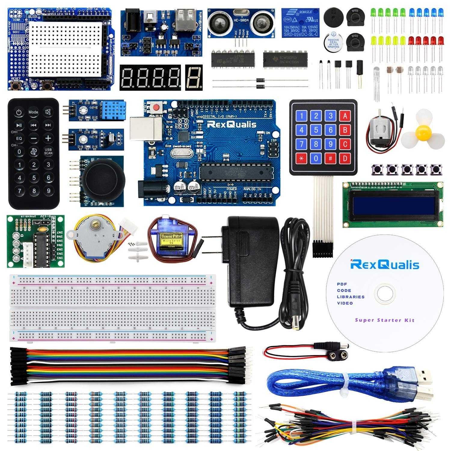 REXQualis Super Starter Kit Based on Arduino UNO R3 with Tutorial and Control...