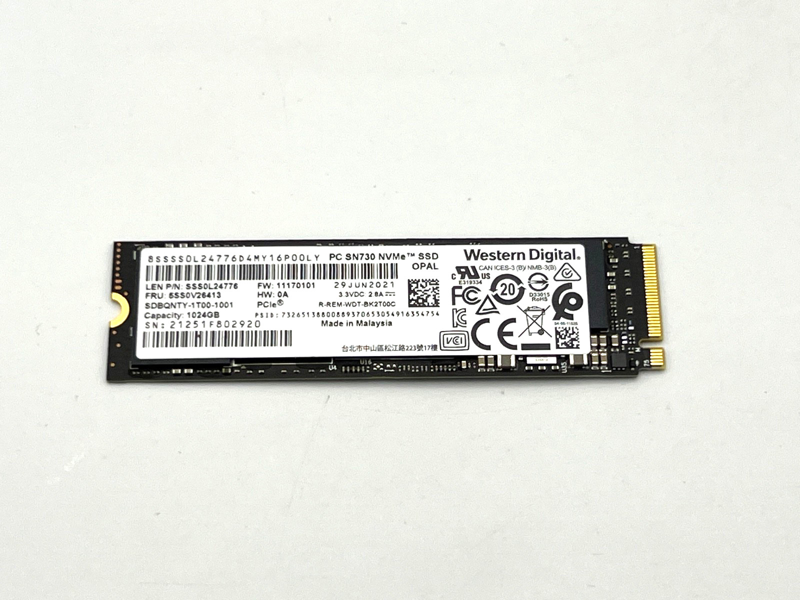 Western Digital PC SN730 1TB Gen3 M.2 NVMe SSD