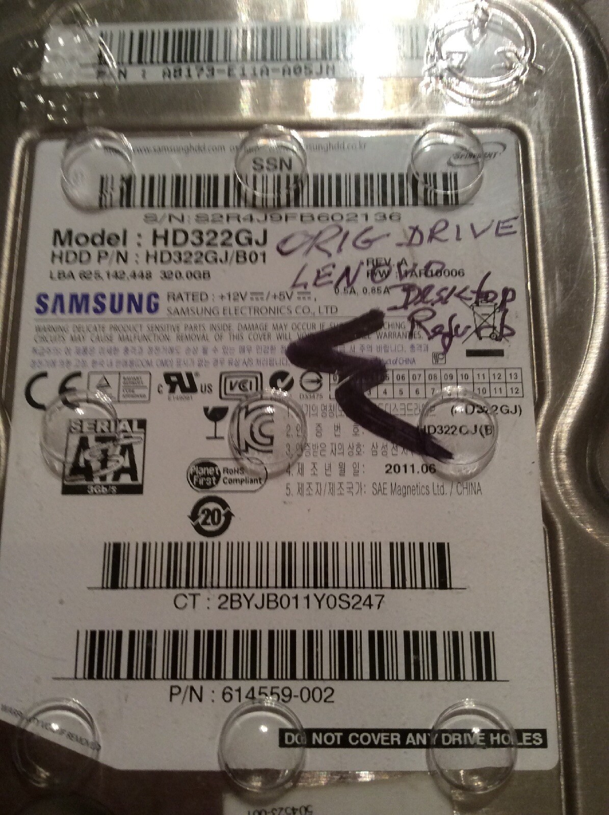 Samsung SpinPoint F4 HD322GJ 320GB Hard Drive. Laptop