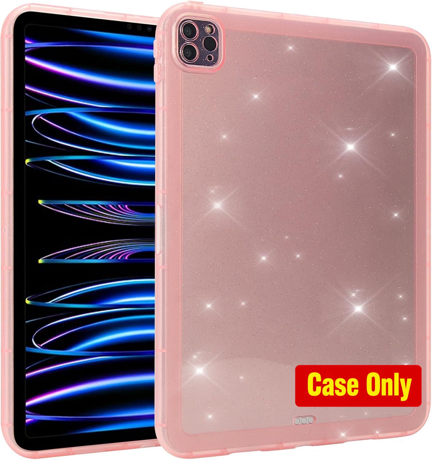 Glitter Clear Shockproof TPU Case for iPad Pro 11 inch 4th/3rd Generation, Pink