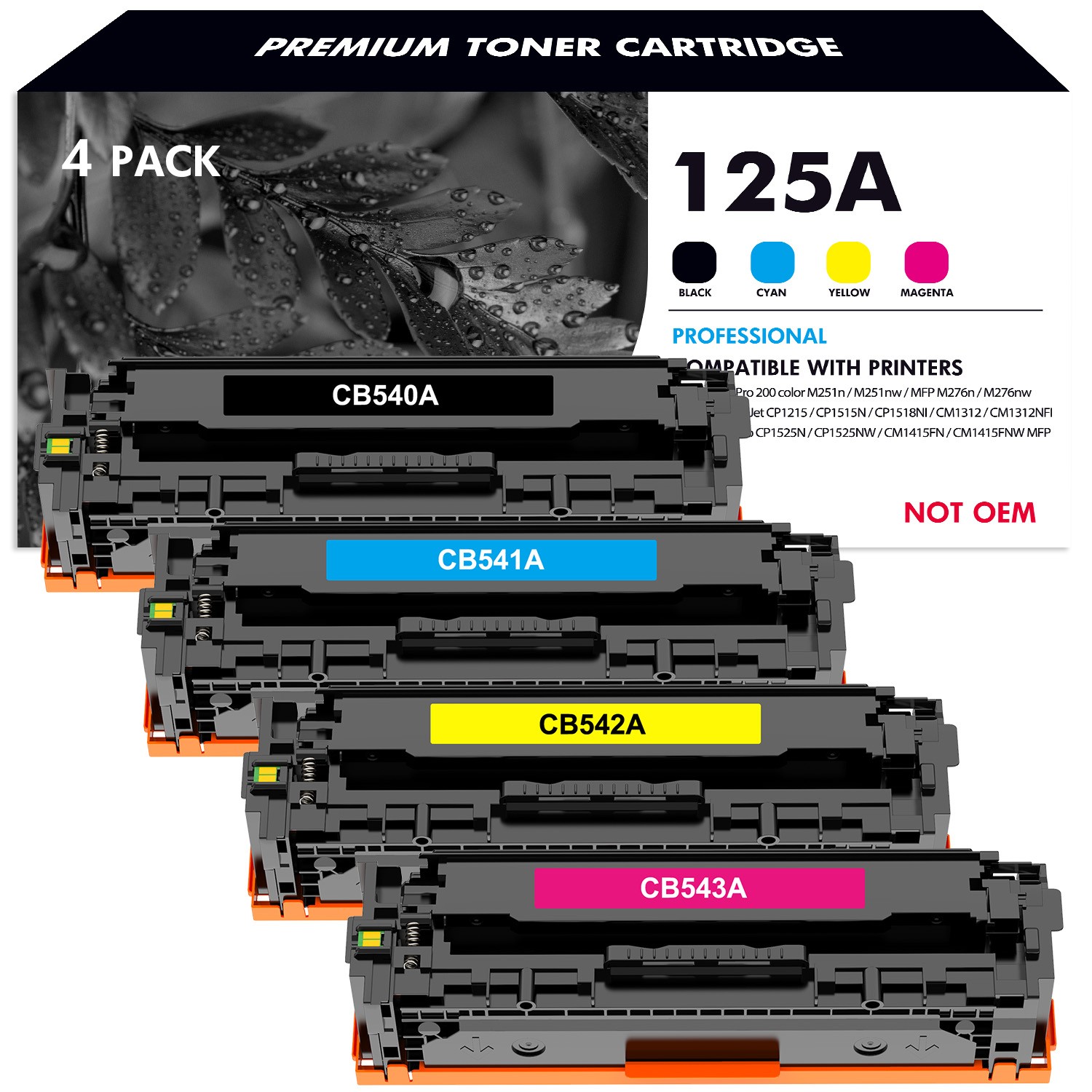 4 x 125A Toner for HP CB540A CB541A CB542A CB543A Color Laserjet CP1515n CP1518