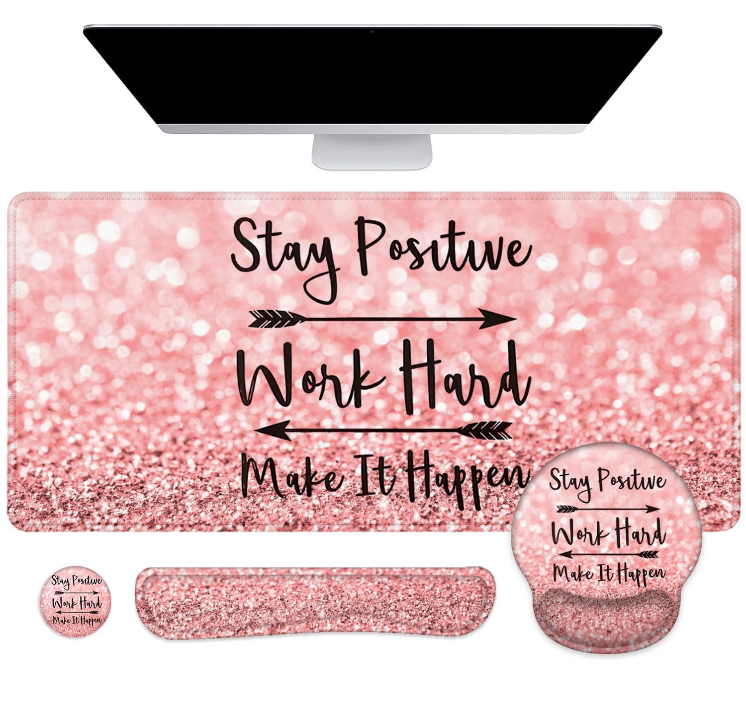 Large Desk Mat, Mouse Pad with Wrist Support, Keyboard Wrist Rest Set | Non-S...