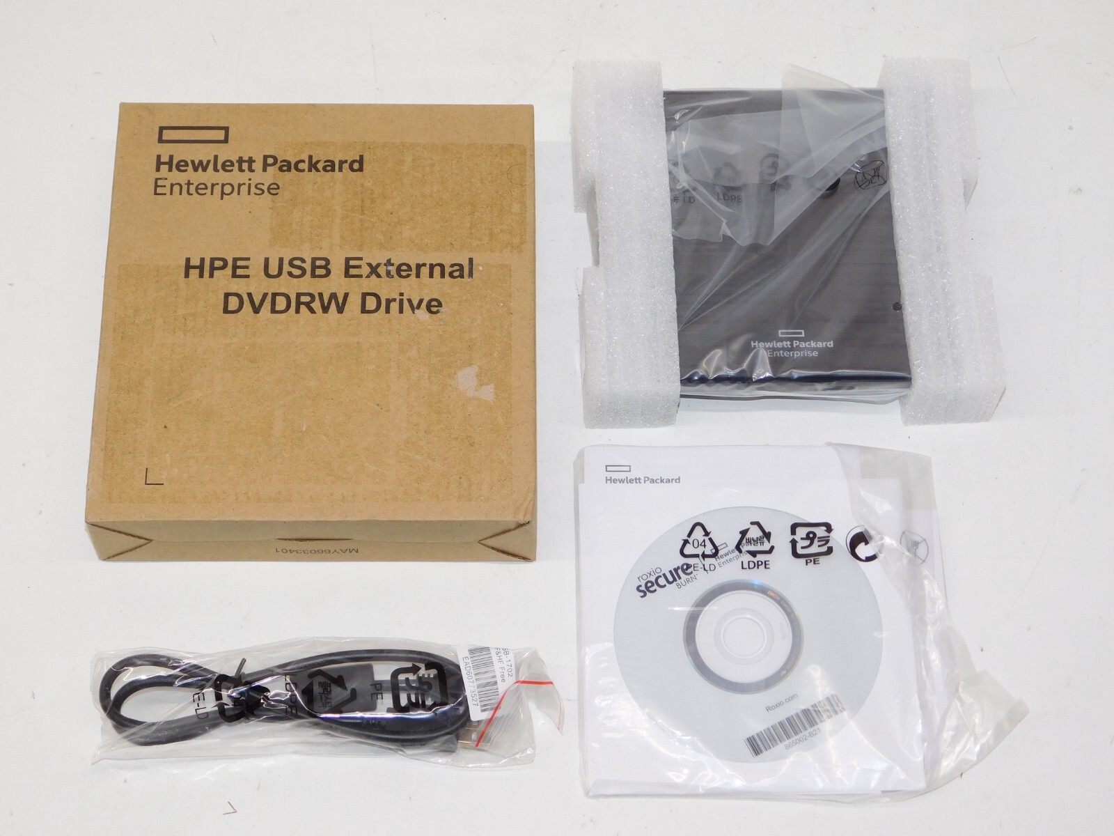 New Hewlett Packard Enterprise HPE 701498-B21 External USB DVD-RW Drive Writer