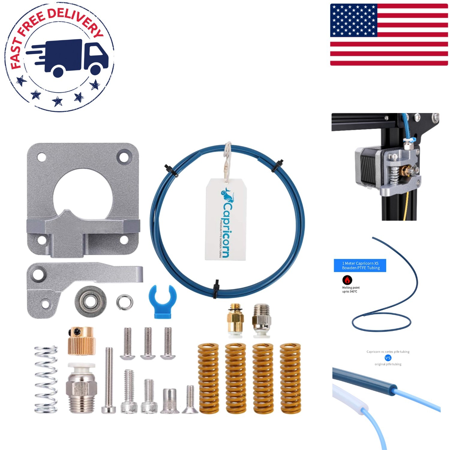 All Metal Extruder & Capricorn Tubing Upgrade Kit for Creality Printers 1.75mm