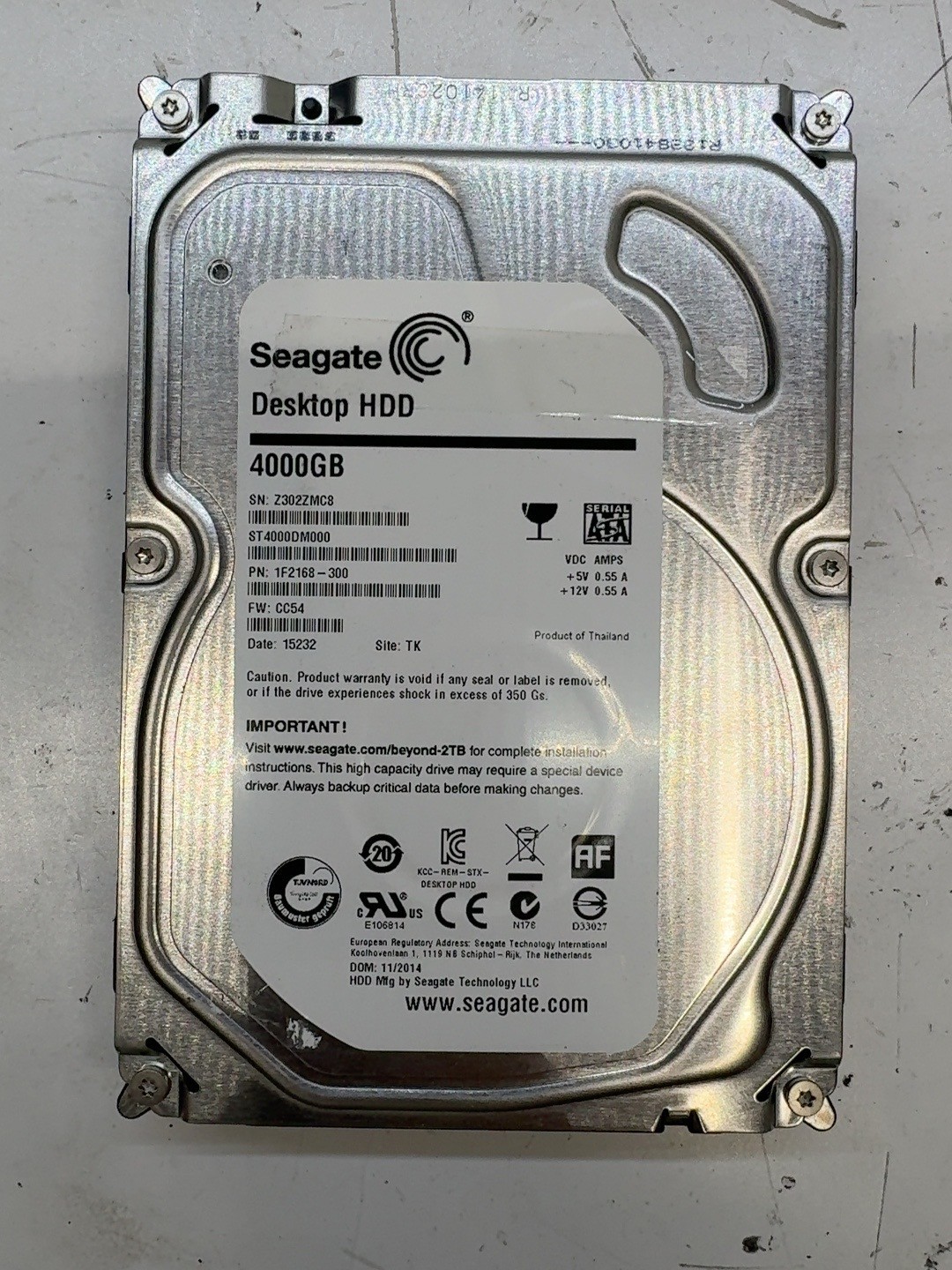 Seagate Desktop HDD ST4000DM000 4TB 3.5" SATA 5900RPM T8E11