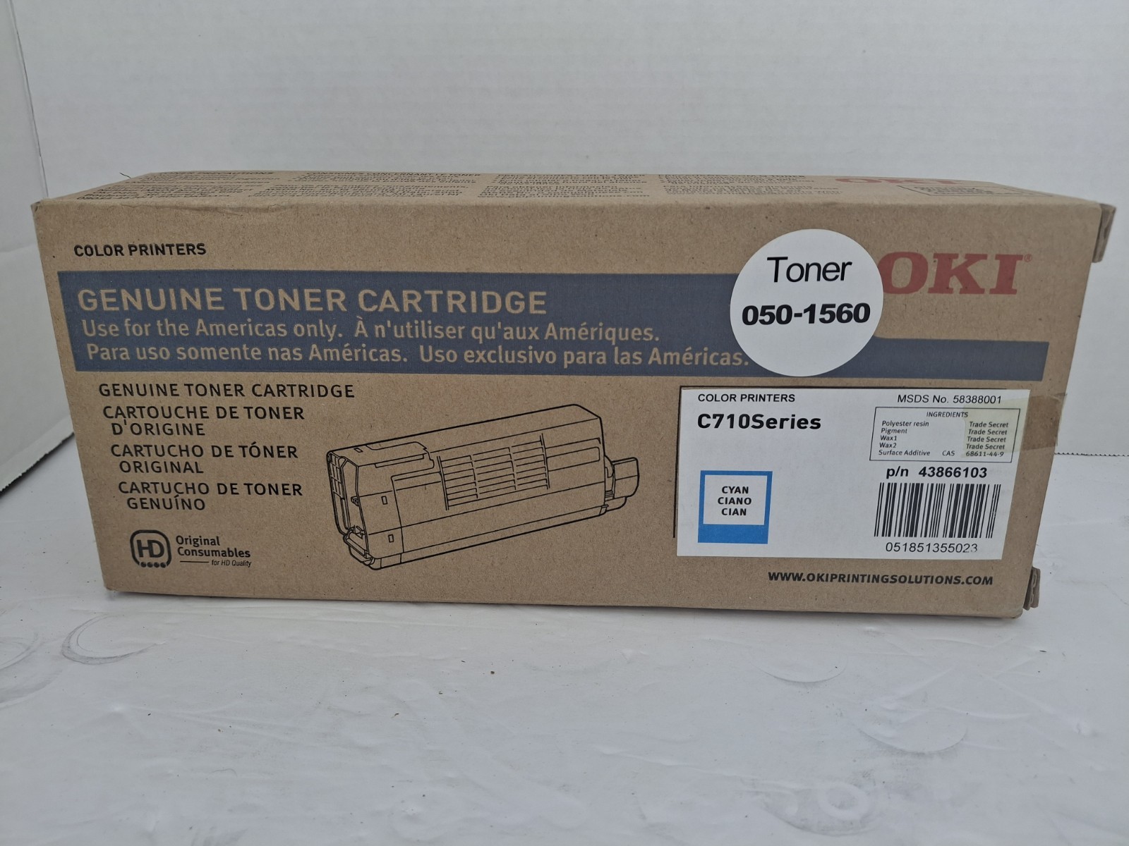 OKIDATA Genuine OKI Toner Cartridge Cyan C710 Series P/N 43866103