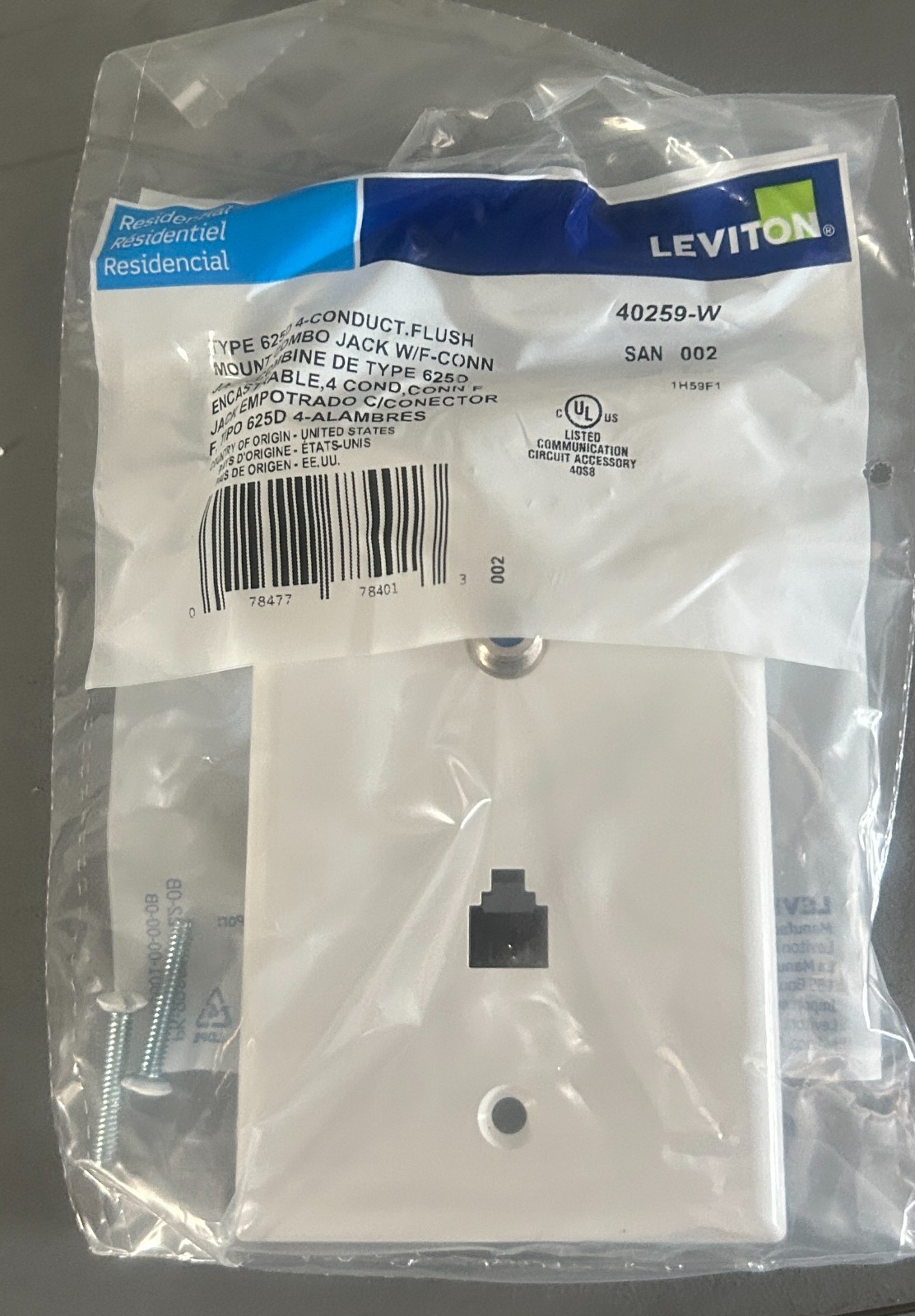 LOT OF 10 Leviton 002-40259-W Mount Combo Jack W/F-Conn