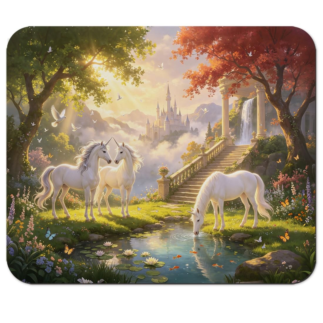 HAOSSUW Mouse Pad Unicorn and Castle
