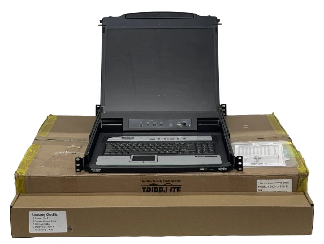 NEW Eaton Tripp Lite Series B020-U08-19-IP 8-Port 1U Rack Console KVM Switch