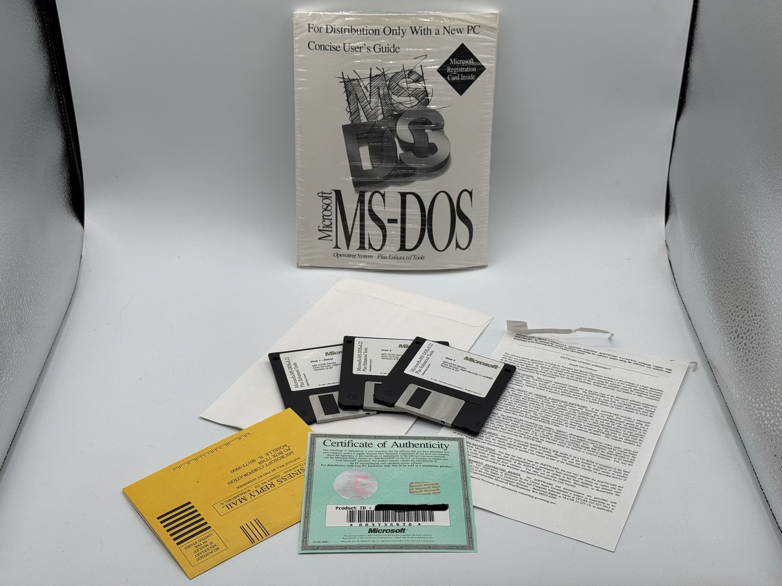 Microsoft MS-DOS 6.22 Plus Enhanced Tools 3.5" Floppy Disks OEM COA User Guide