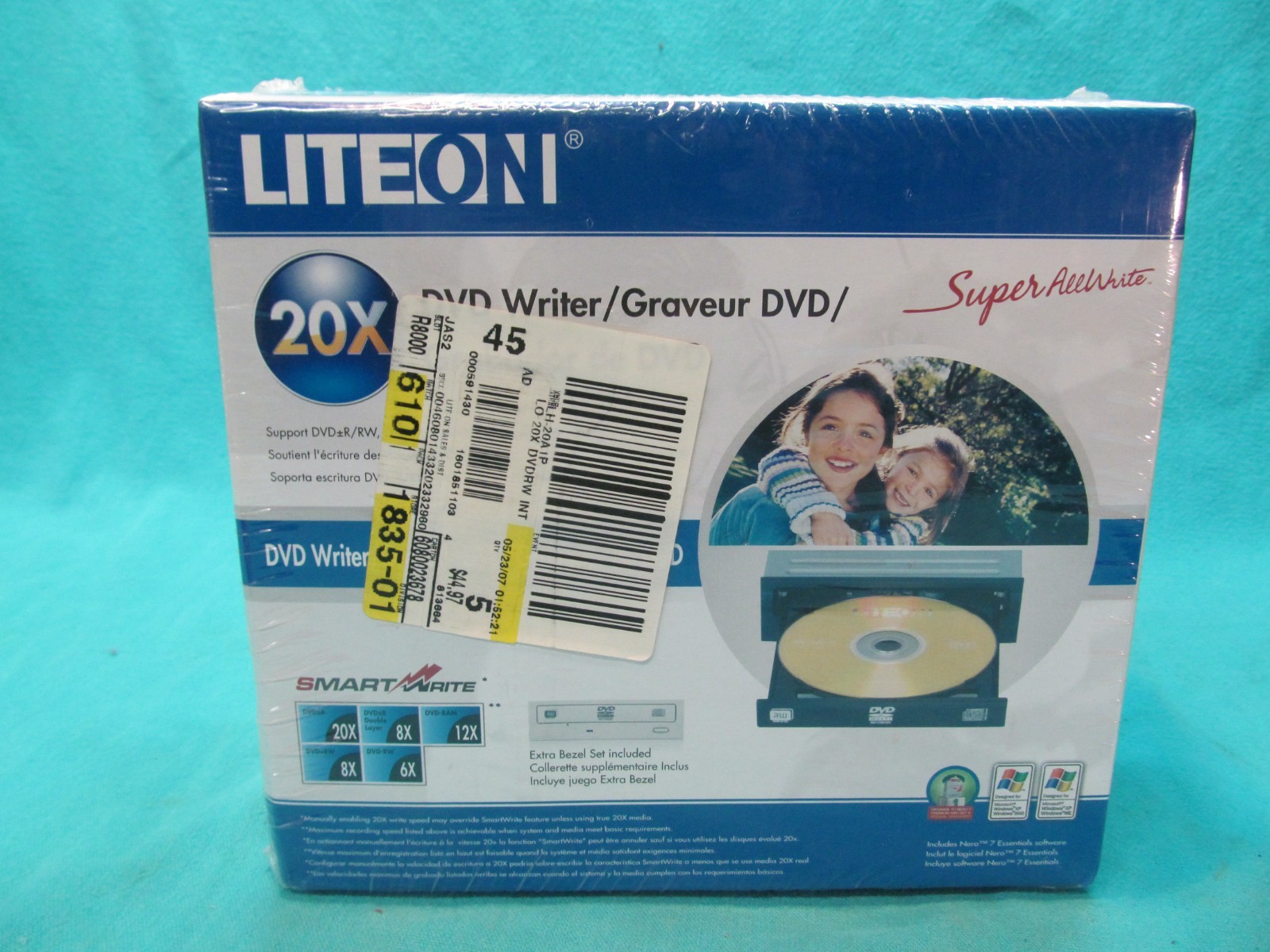 NEW SEALED LITEON 20X DVD WRITER SUPER ALL WRITE WITH NERO 7 ESSENTIALS