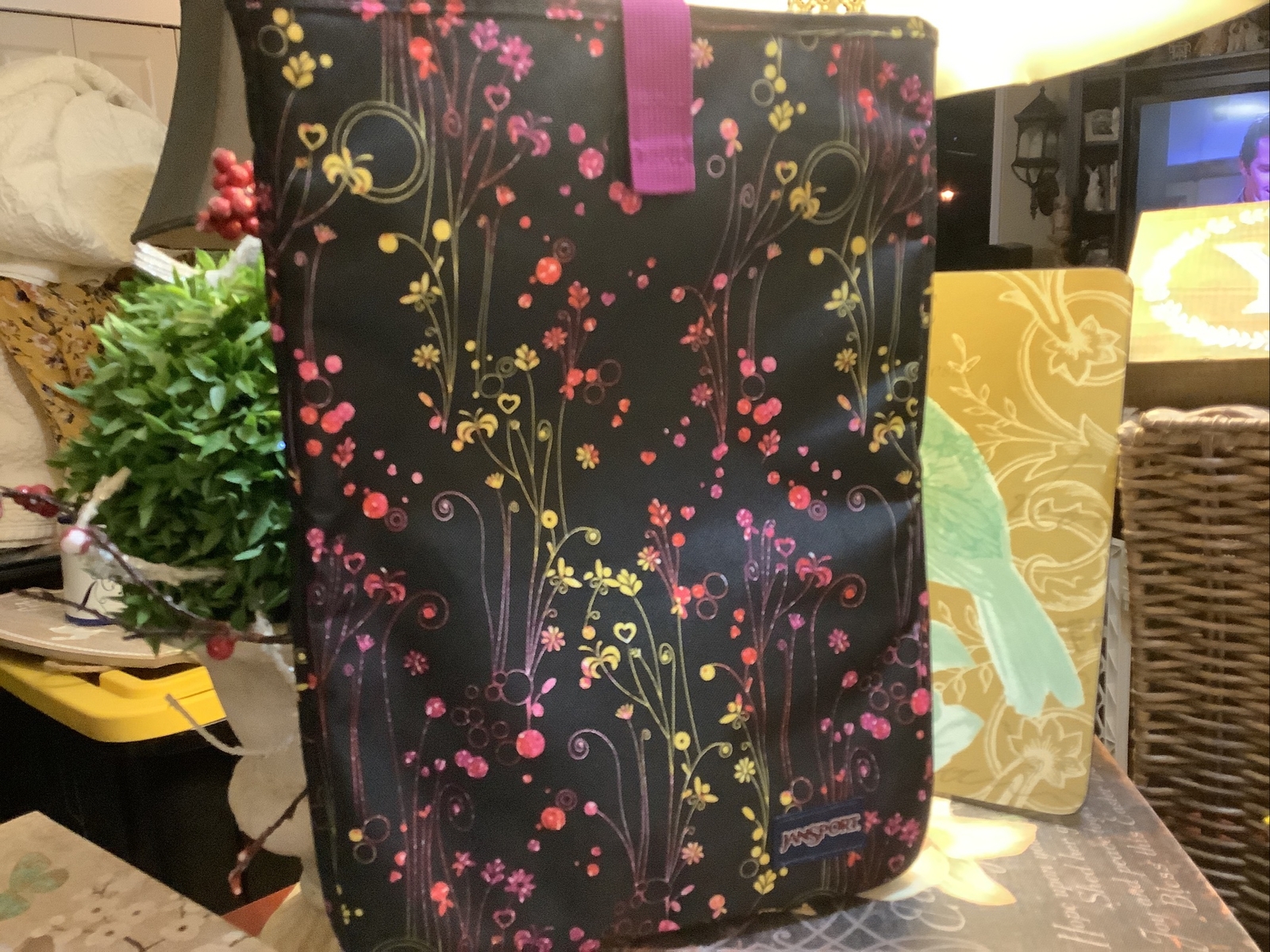 Jansport~Laptop/Computer Padded Bag W/Closure~Black/Colorful Design~FREE SHIP~