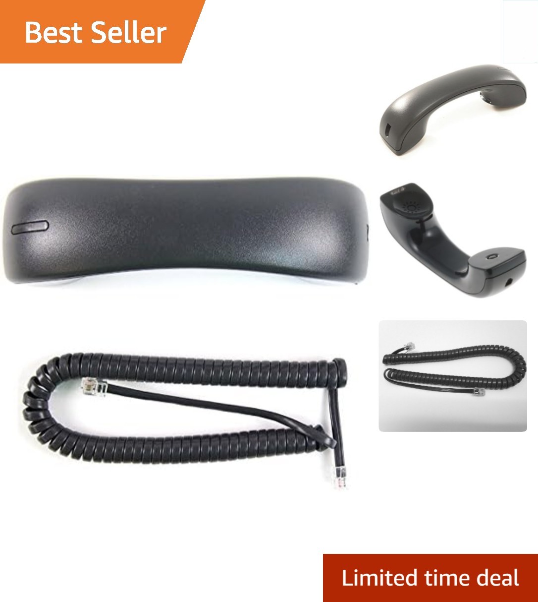 Charcoal Gray Handset Receiver for Cisco 7900 Phones - Includes Curly Cord