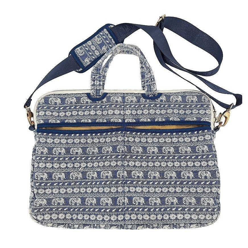 KAYOND Laptop Bag Elephant Print Bohemian Messenger Travel Case Fuzzy Interior