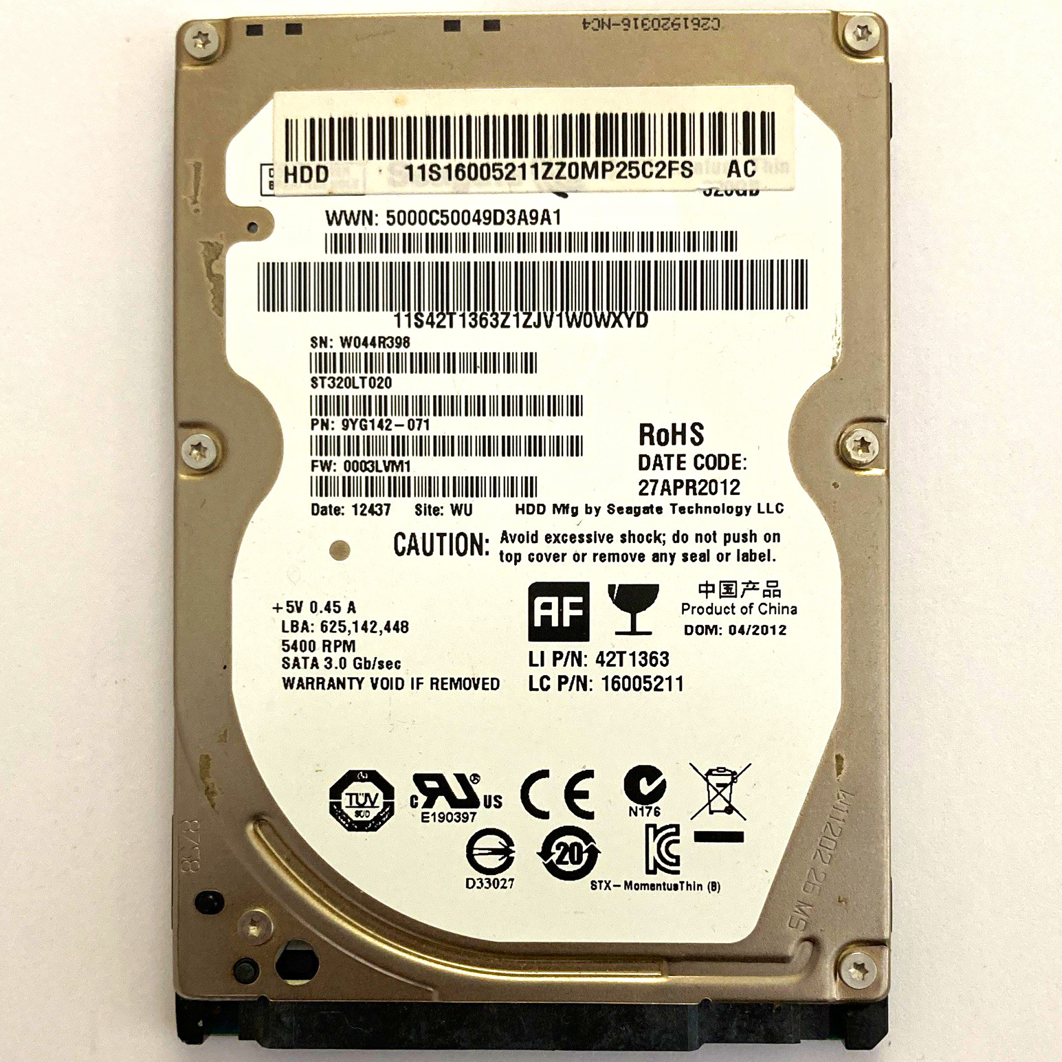 Seagate Momentus Thin ST320LT020 320GB 5400RPM 2.5" SATA III 16MB HDD