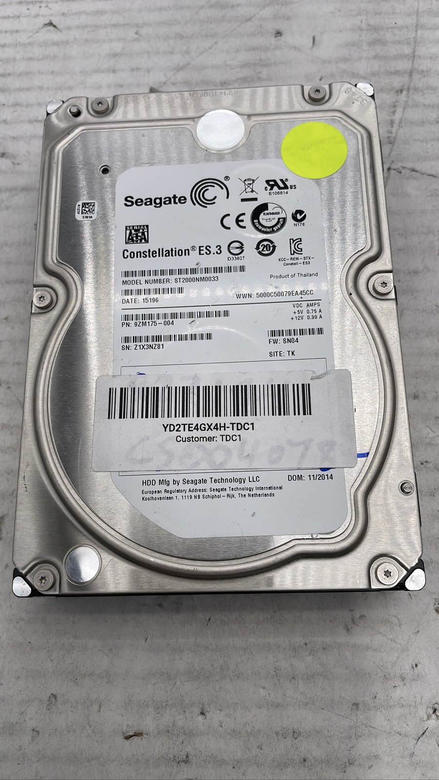 Seagate ST2000NM0033 Constellation ES.3 2TB Enterprise SATA 3.5" HDD