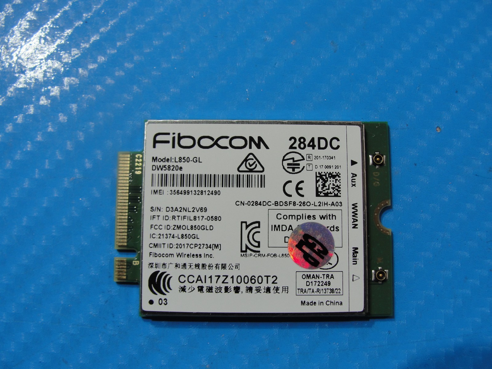 Dell Latitude 14” 5430 Genuine Fibocom WWAN Wireless WiFi Card L850-GL 284DC