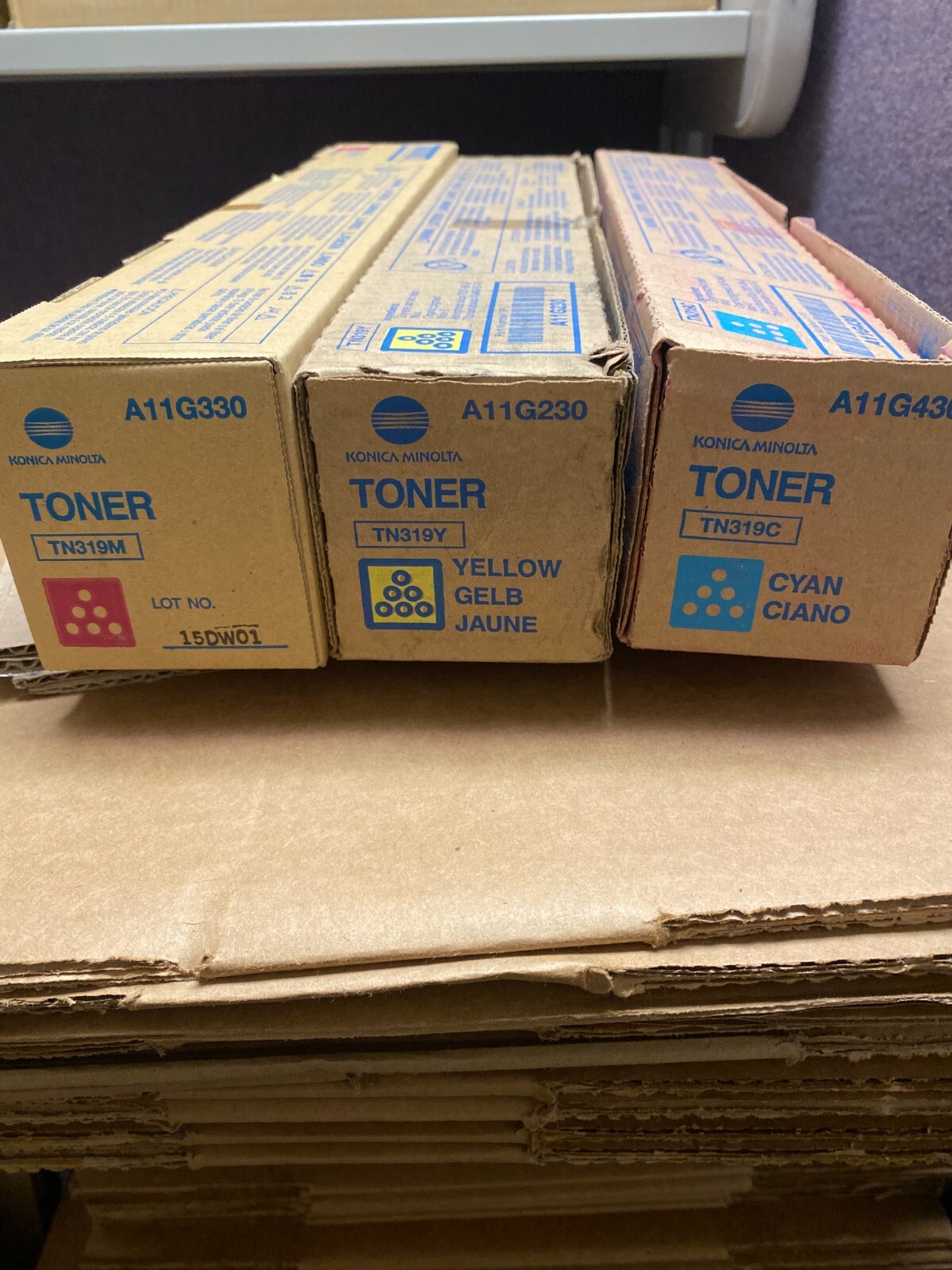 LOT of 5 Konica Minolta TN319C TN319Y TN319M Cyan Yellow Magenta
