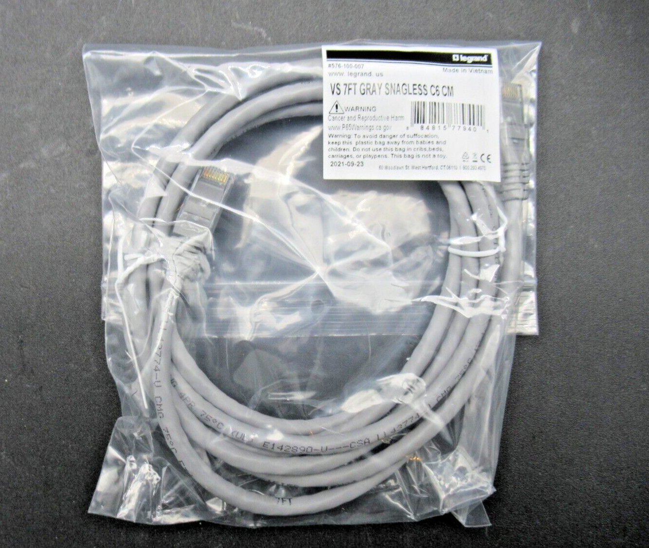 **27 QTY** Legrand 576-100-007 Patch Cords VS 7FT Gray Snagless C6 CM New