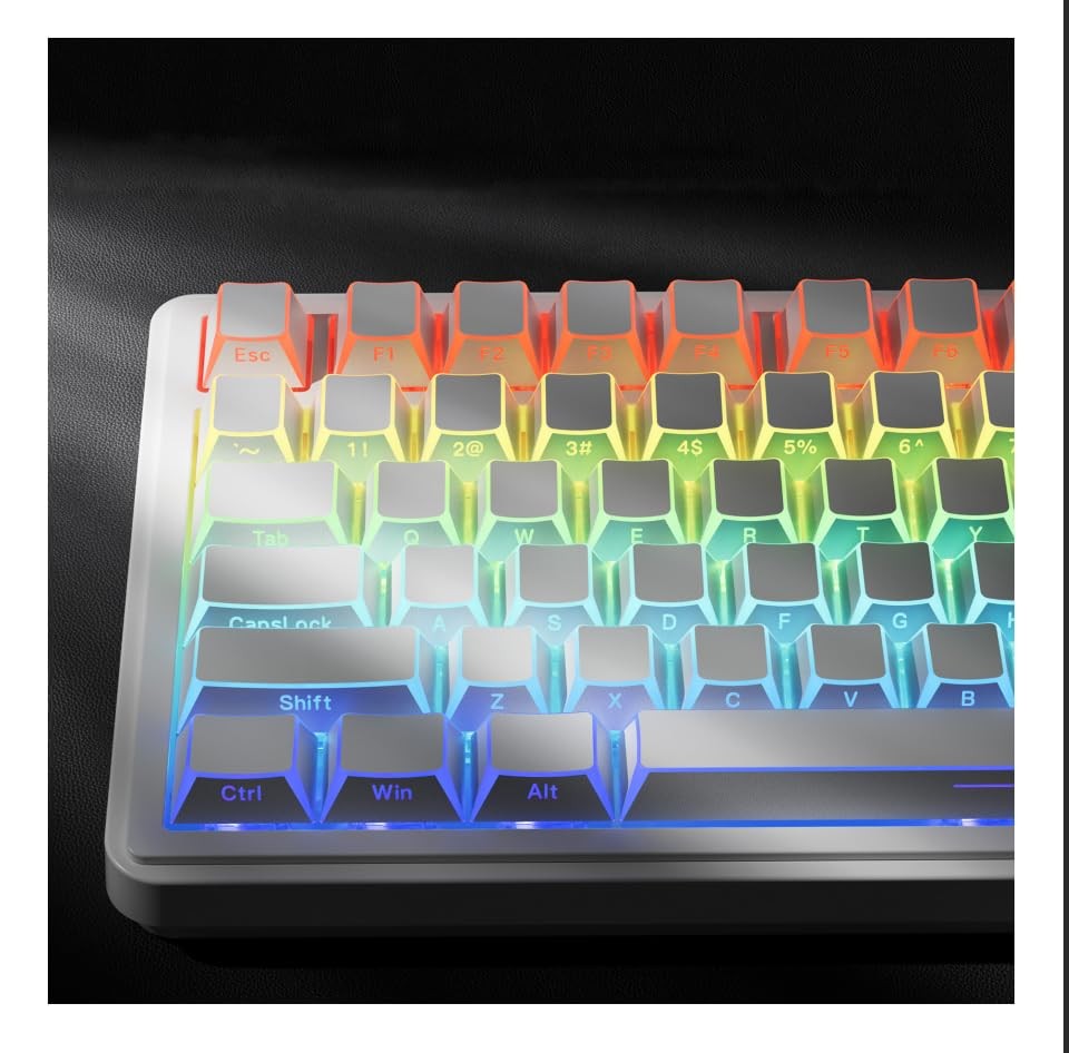 XVX White Prism Shine Through PBT PC Doubleshot Cherry Profile Keycaps 136 Keys