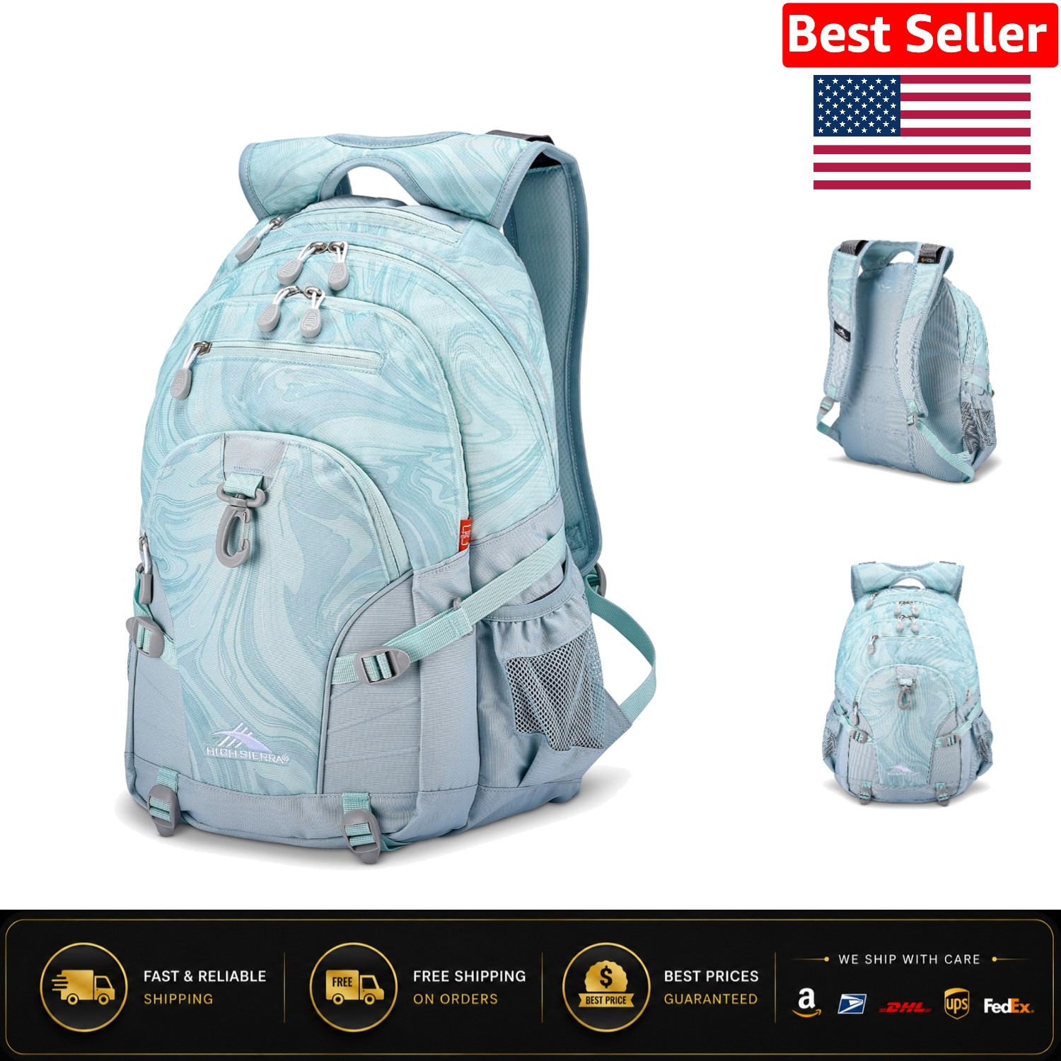 Multi-Compartment Marble Backpack - Ideal for Hiking, Work, and Everyday Use