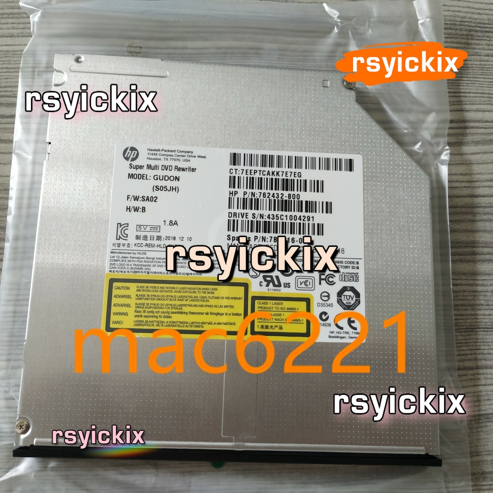 1PC HP 800 G2 800G2 SFF DVD+/-RW Slim Drive M Disc 762432-800 781416-001 GUD0N