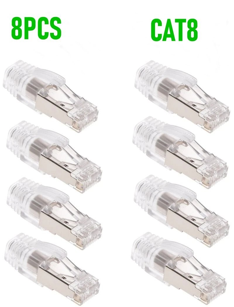 8 PACK CAT8 RJ45 Network Ethernet Shielded Plug Cable Connector End Clear Boot